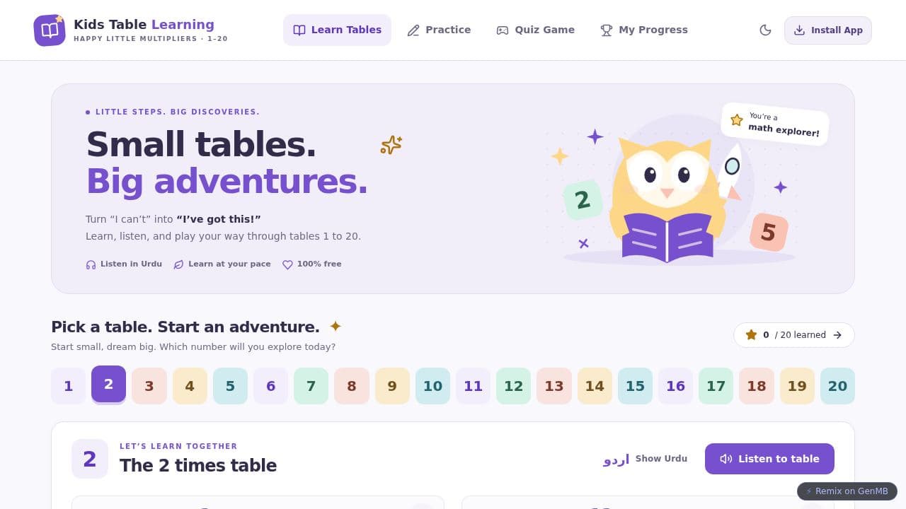 Kids Multiplication Adventure